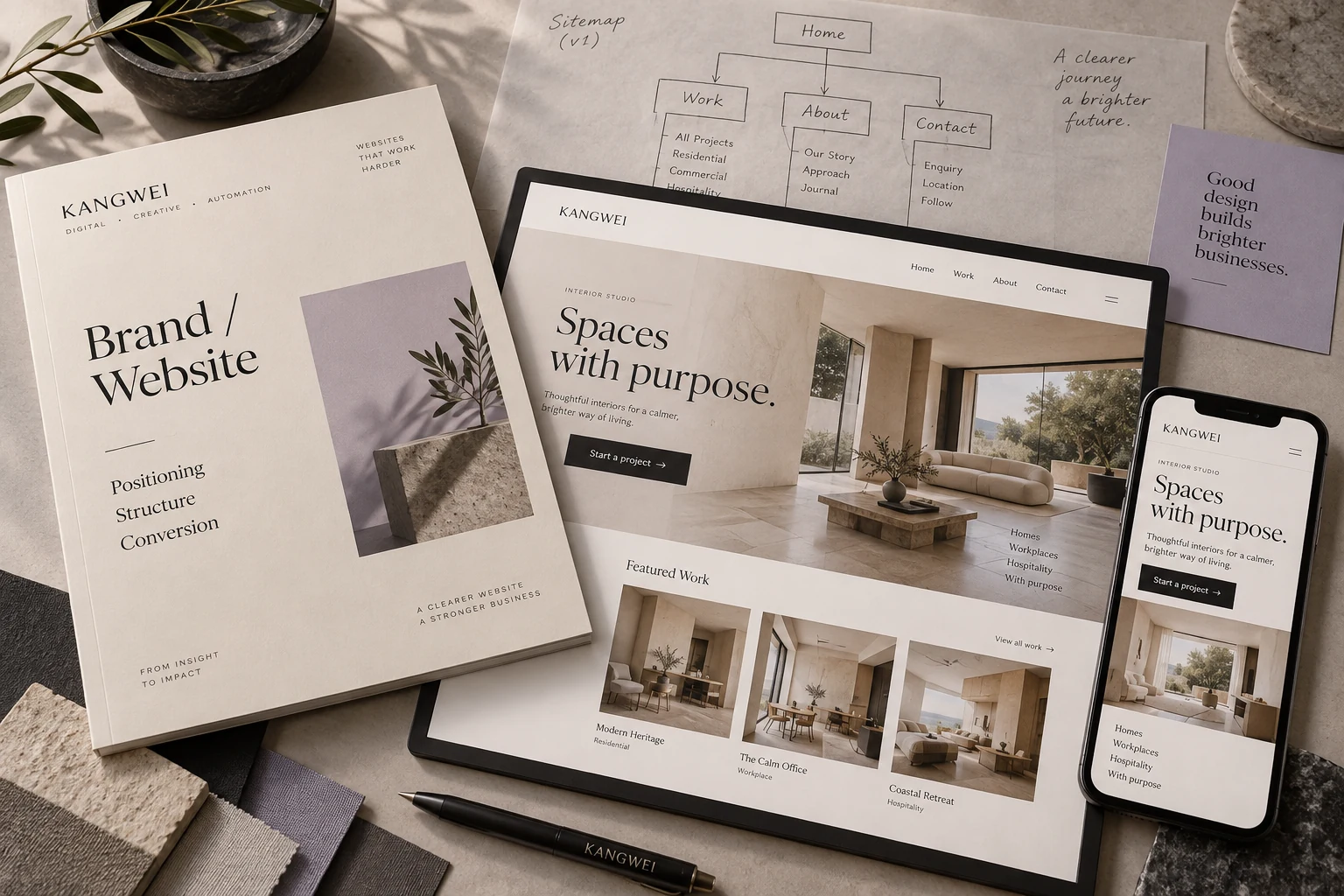 Website blueprint: brand positioning, page architecture and responsive page designs